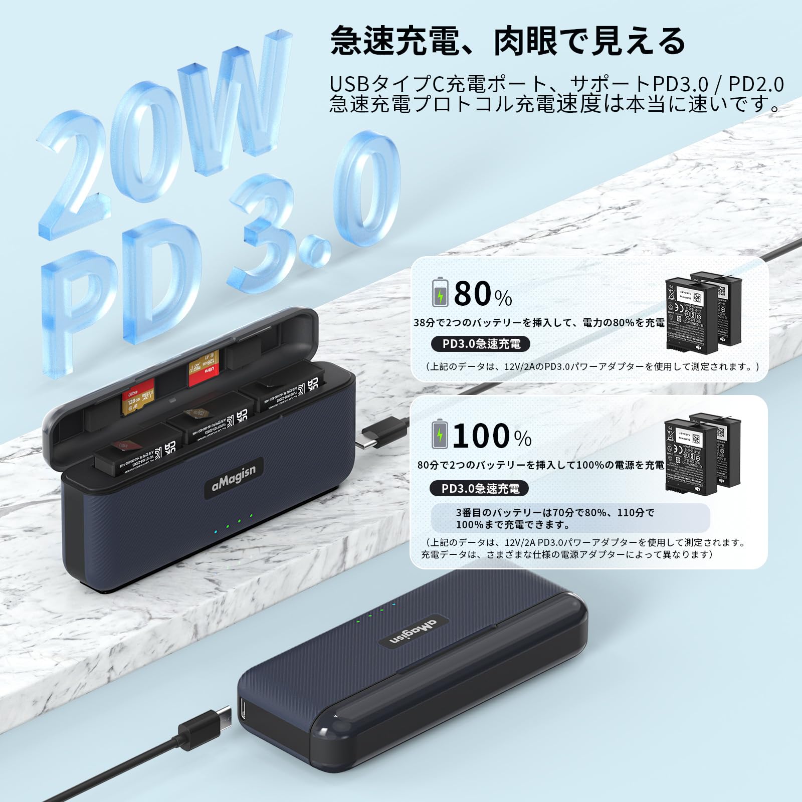 Amazon | TOMGDRACO DJI osmo Action 4バッテリー充電器 急速充電
